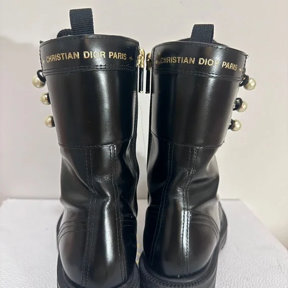 Dior D-Strike Combat Ankle Boots Black Calfskin Leather Size [size 6) - Picture 5 of 9